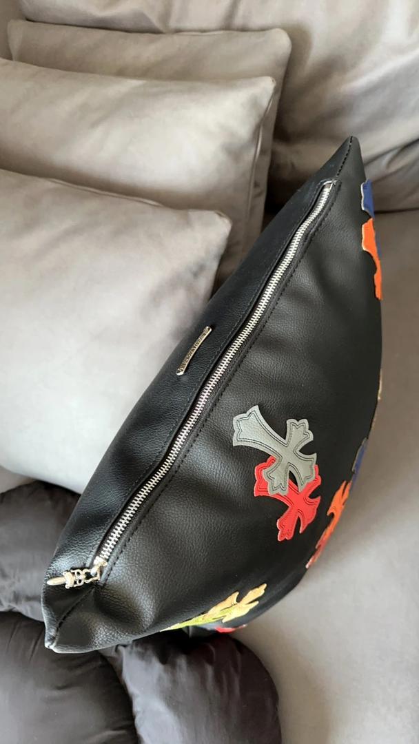 CH Cross Embroidery Leather Pillow