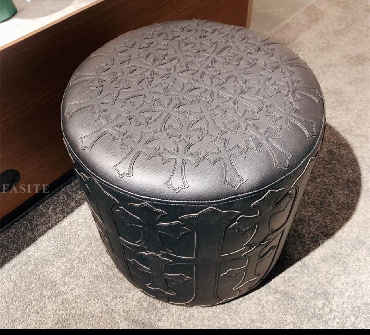 Ottoman with Gothic Crosses - All Black