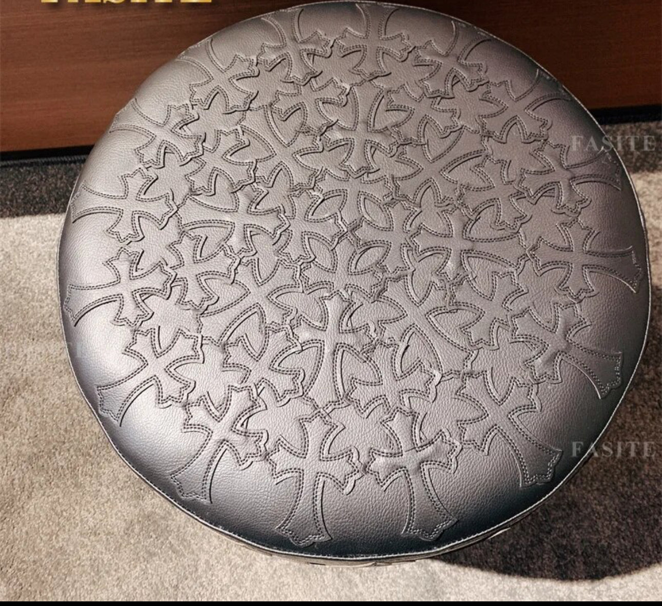 Ottoman with Gothic Crosses - All Black