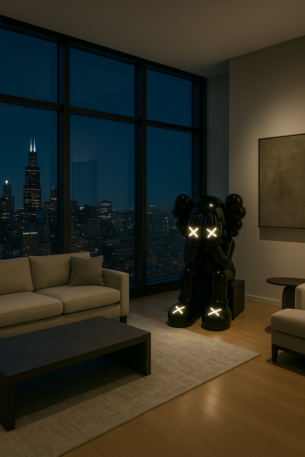 LED Black Iconify Sitting Sculpture - 4ft | 130cm