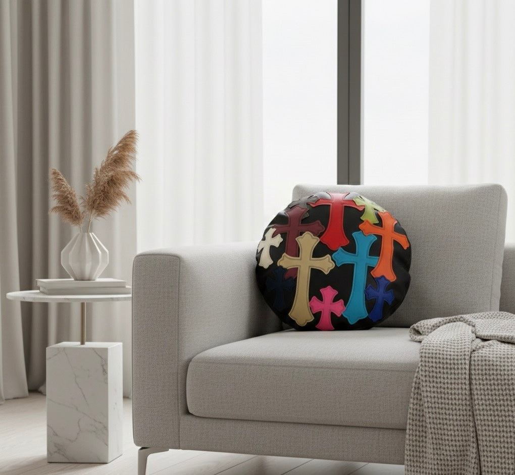 CH Cross Multicolor Round Leather Pillow