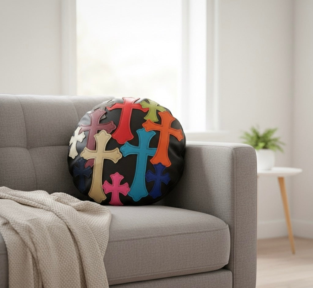 CH Cross Multicolor Round Leather Pillow