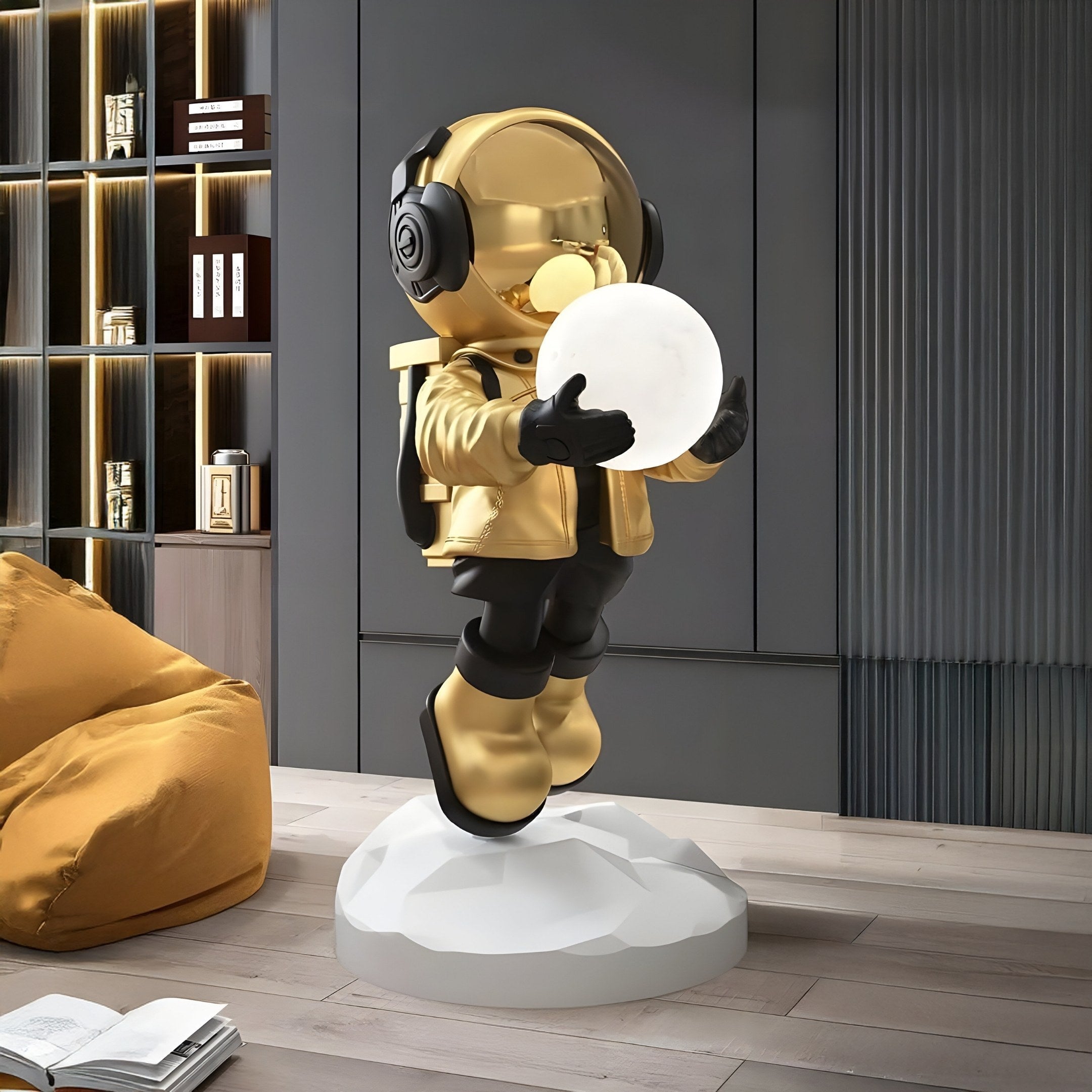 Celestial Gold Astronaut Glow Hover Sculpture - 80cm