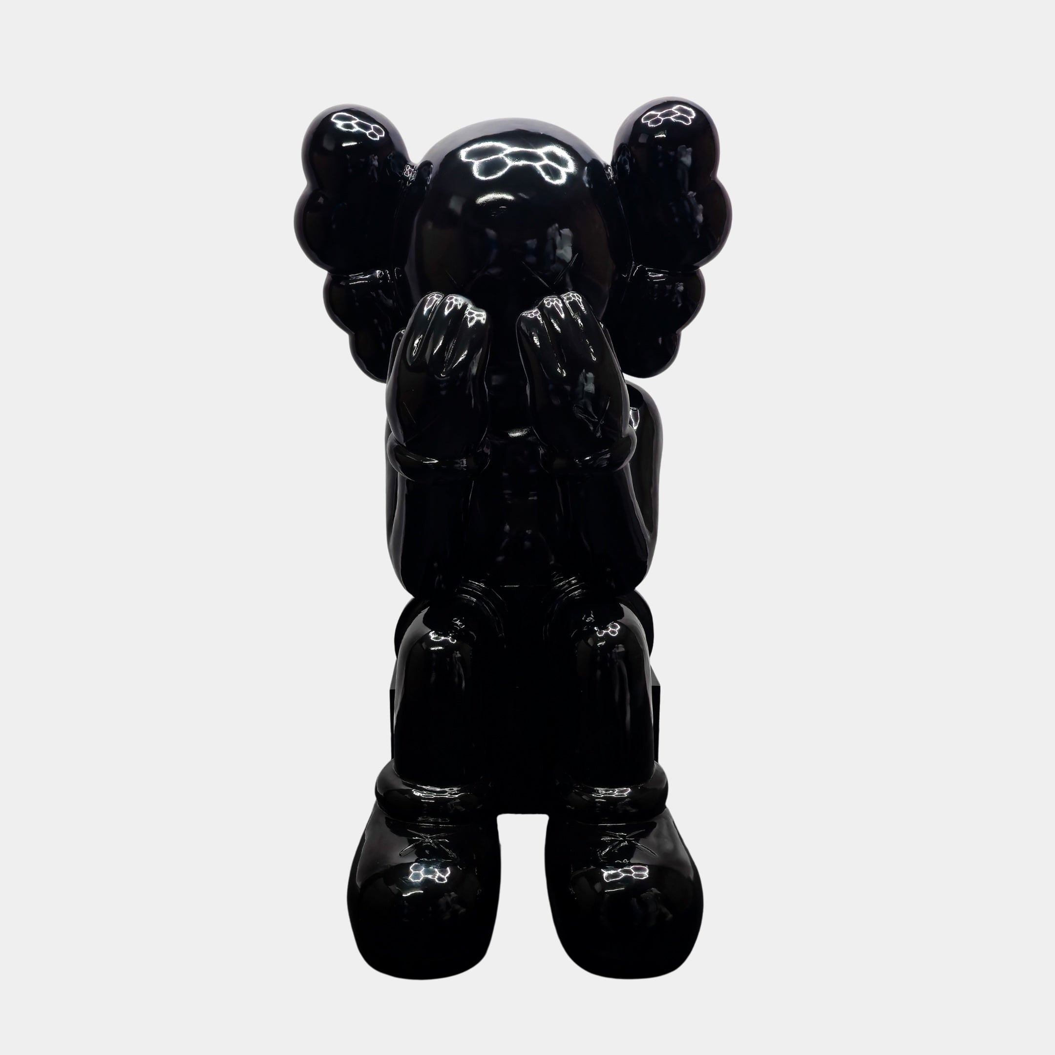 Midnight Black Iconify Melancholy Sitting Sculpture - 130cm | 4ft