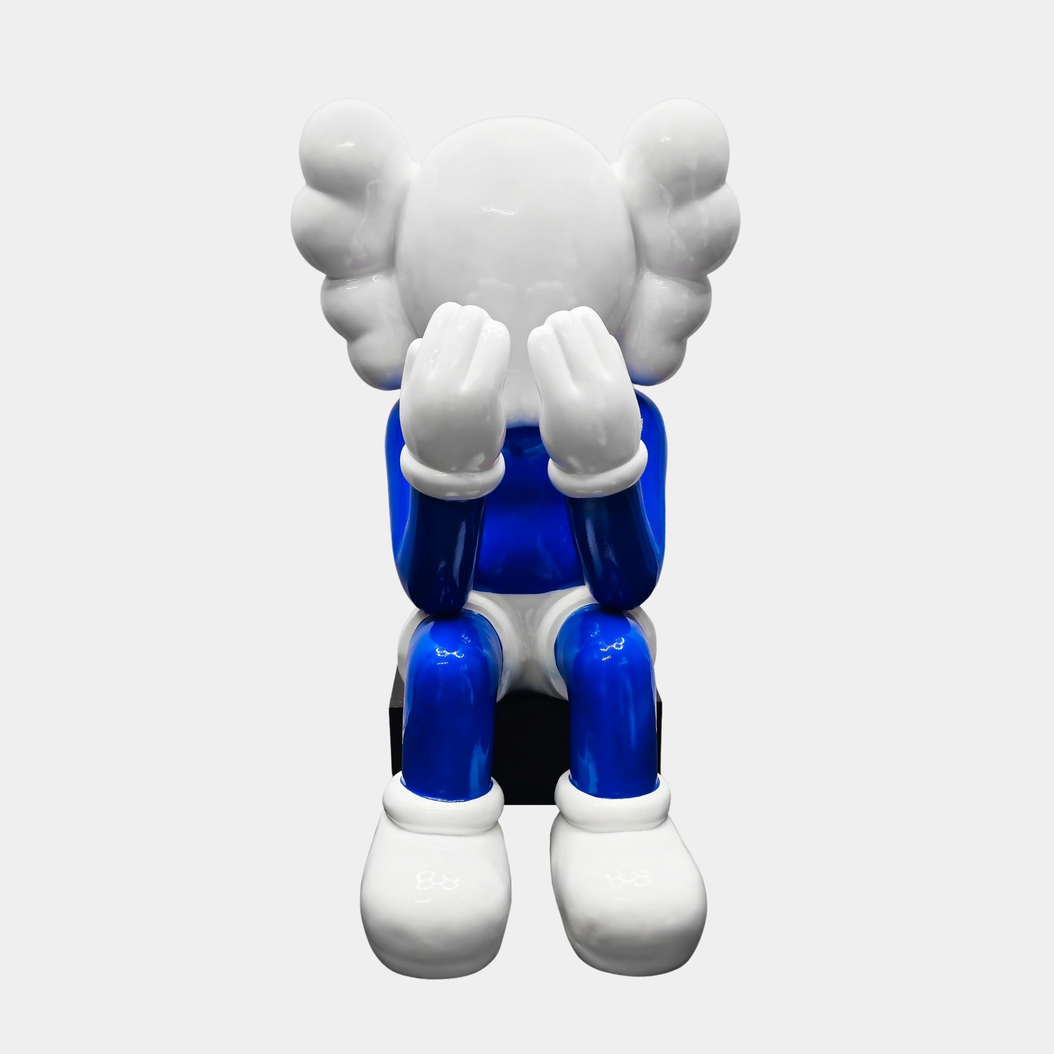 Ex-Display White & Blue Iconify Melancholy Sitting Sculpture - 130cm