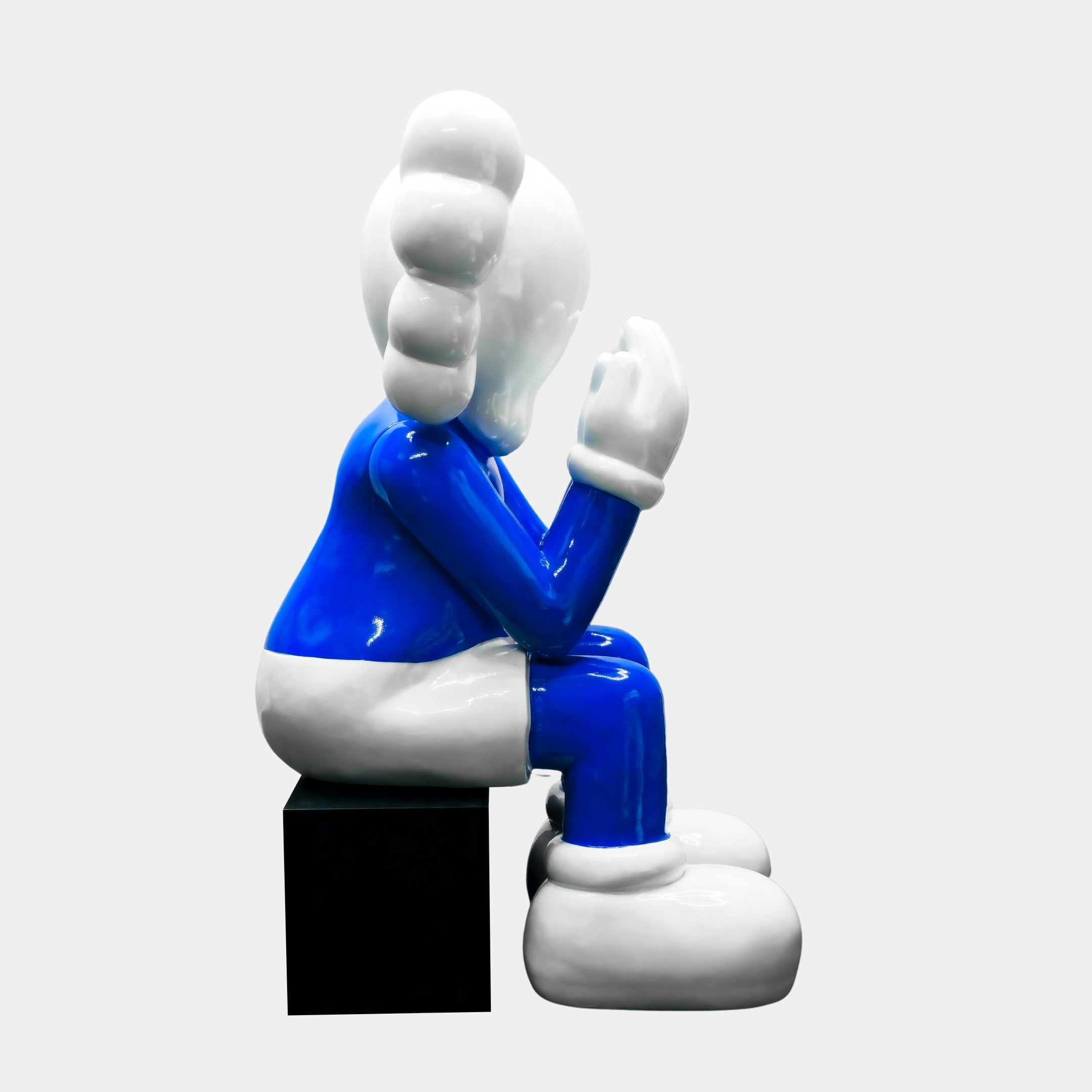 Ex-Display White & Blue Iconify Melancholy Sitting Sculpture - 130cm