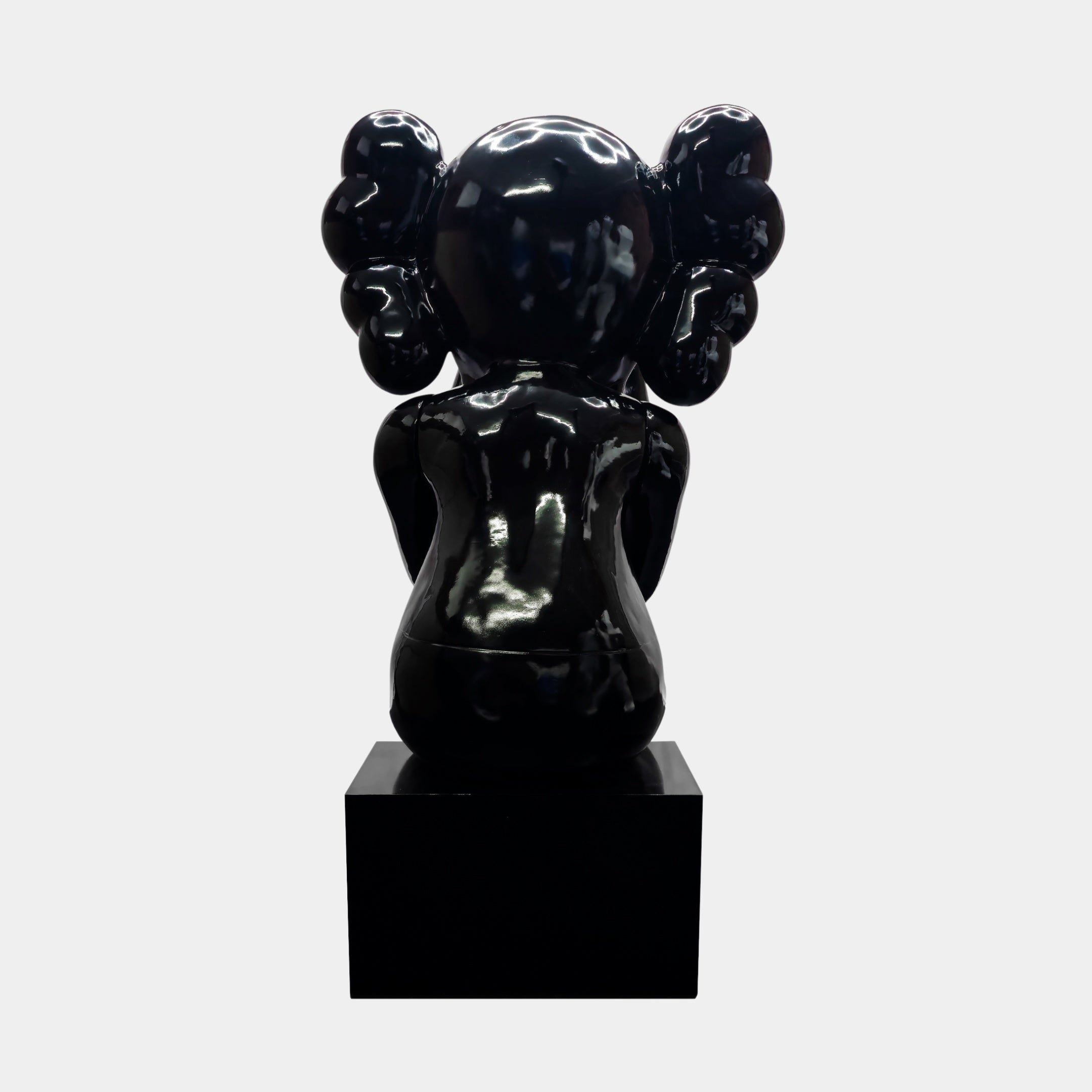 Midnight Black Iconify Melancholy Sitting Sculpture - 130cm | 4ft