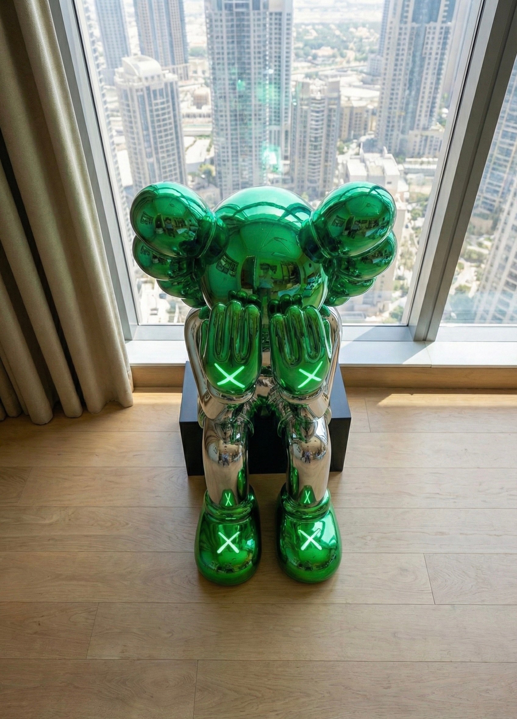 LED Green Iconify Sitting Sculpture - 4ft | 130cm