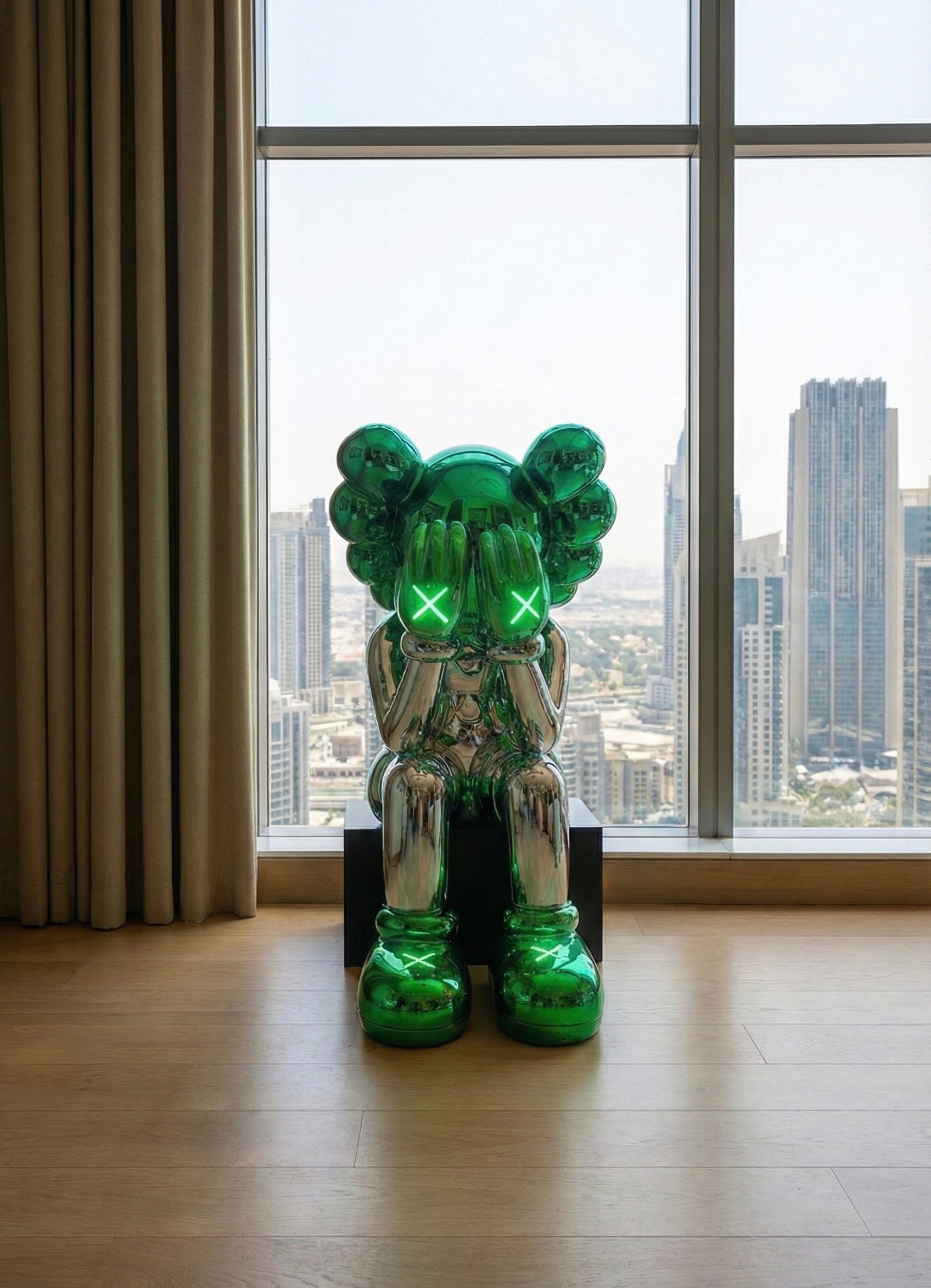 LED Green Iconify Sitting Sculpture - 4ft | 130cm