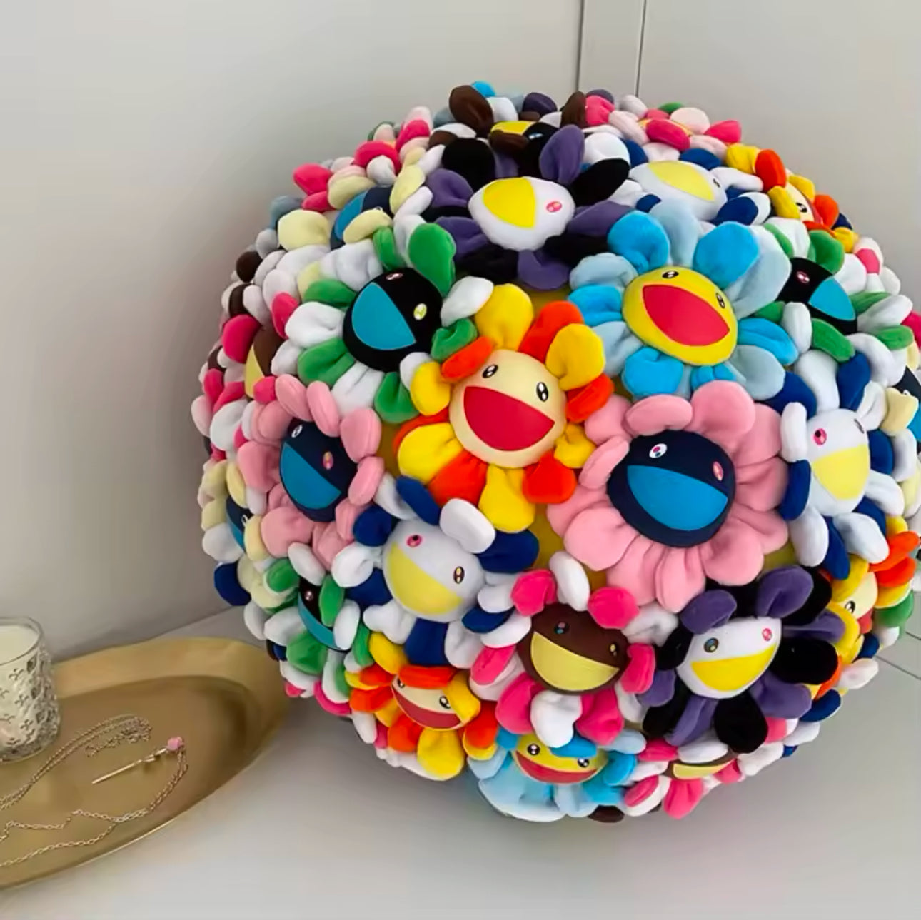 Takashi Murakami Flower Ball Stuffed Cushion