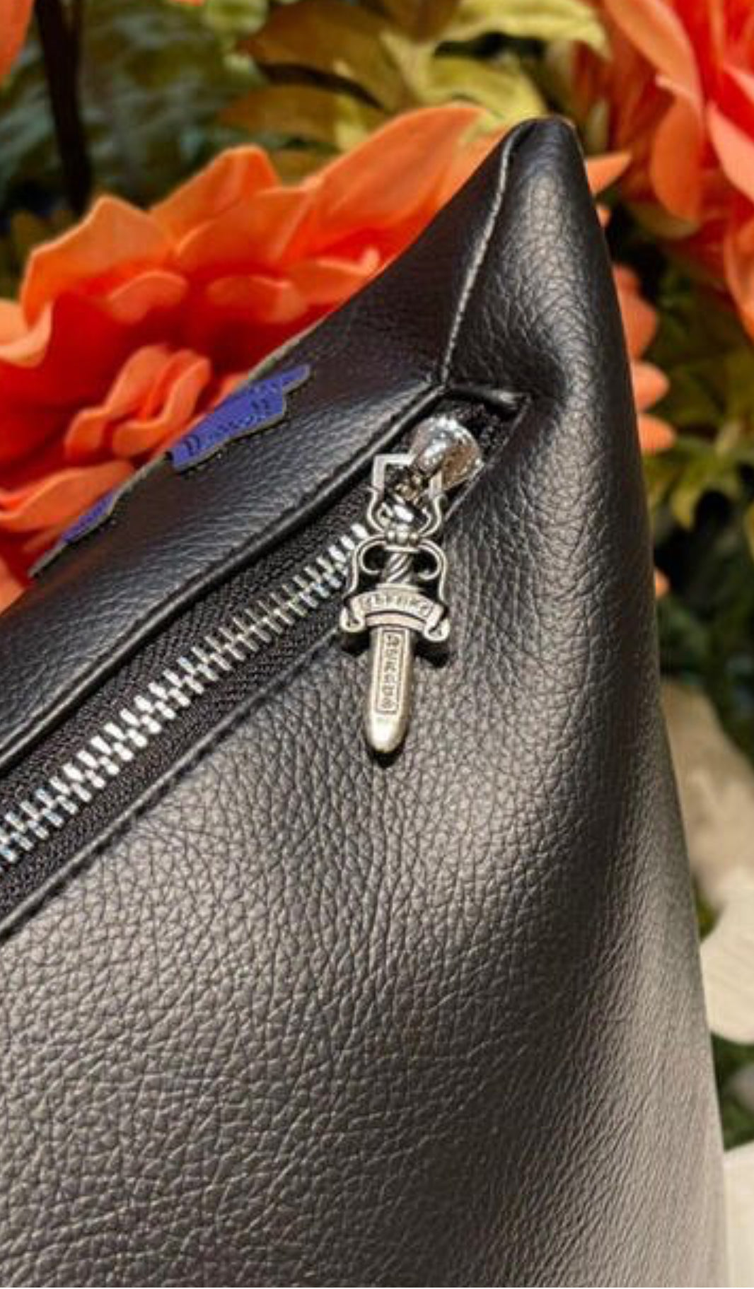 CH Cross Embroidery Leather Pillow