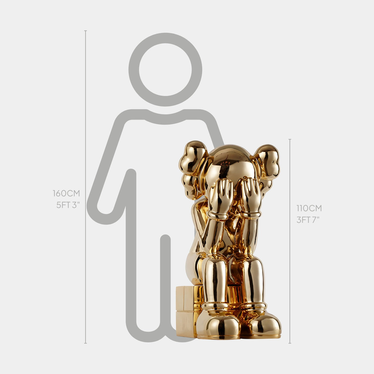 Antique Gold Iconify Melancholy Sitting Sculpture - 110cm