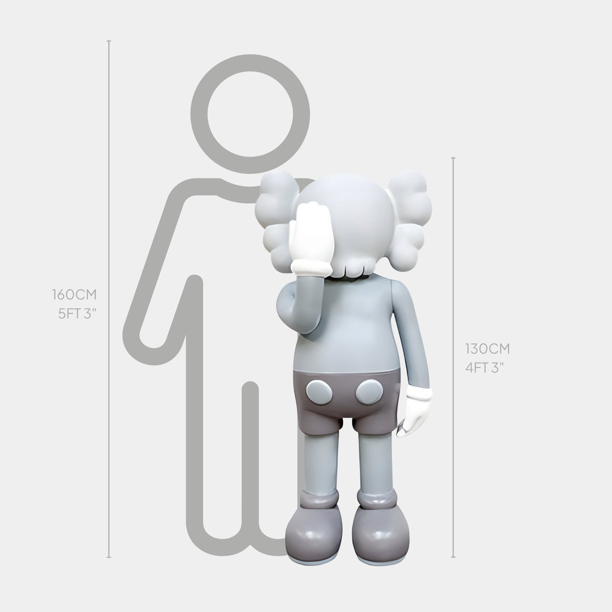 Soft Grey Iconify V Dance Sculpture - 130cm