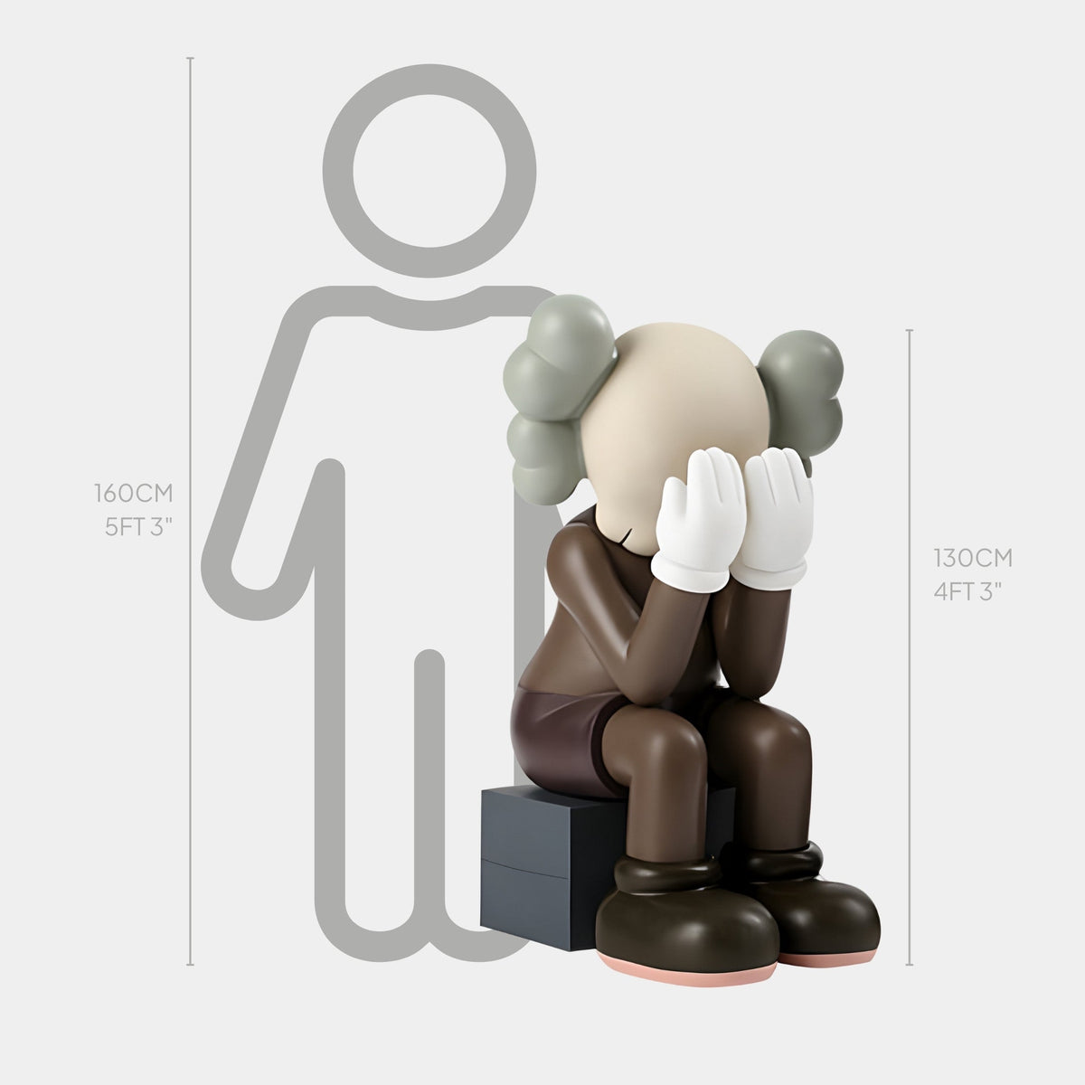 Hazelnut Brown Iconify Melancholy Sitting Sculpture - 130cm