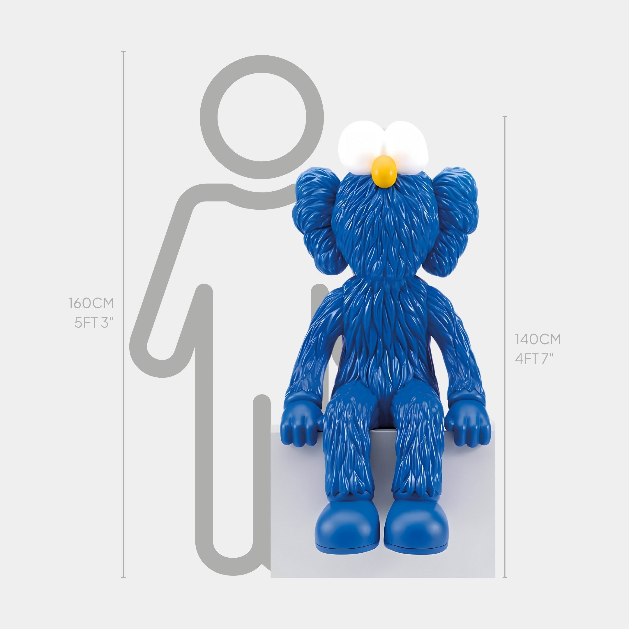 Deep Blue Iconify Furry Sitting Sculpture - 140cm