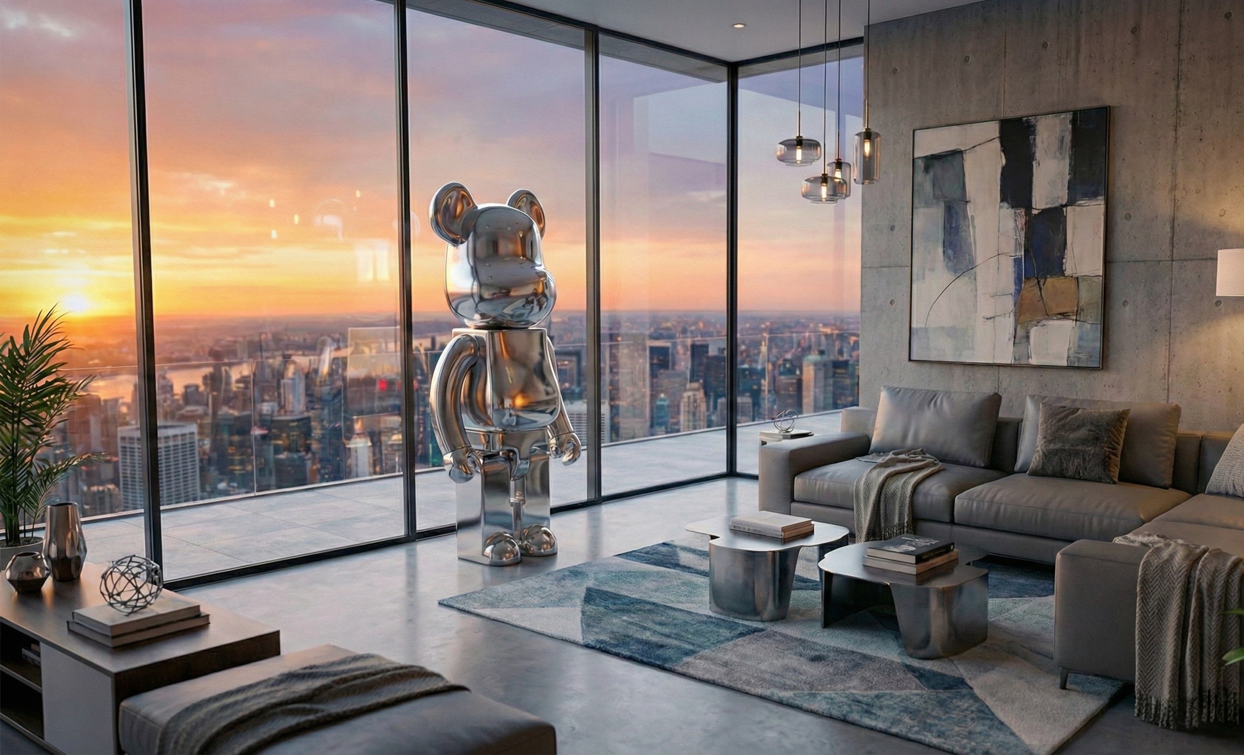 Chrome Bear Sculpture