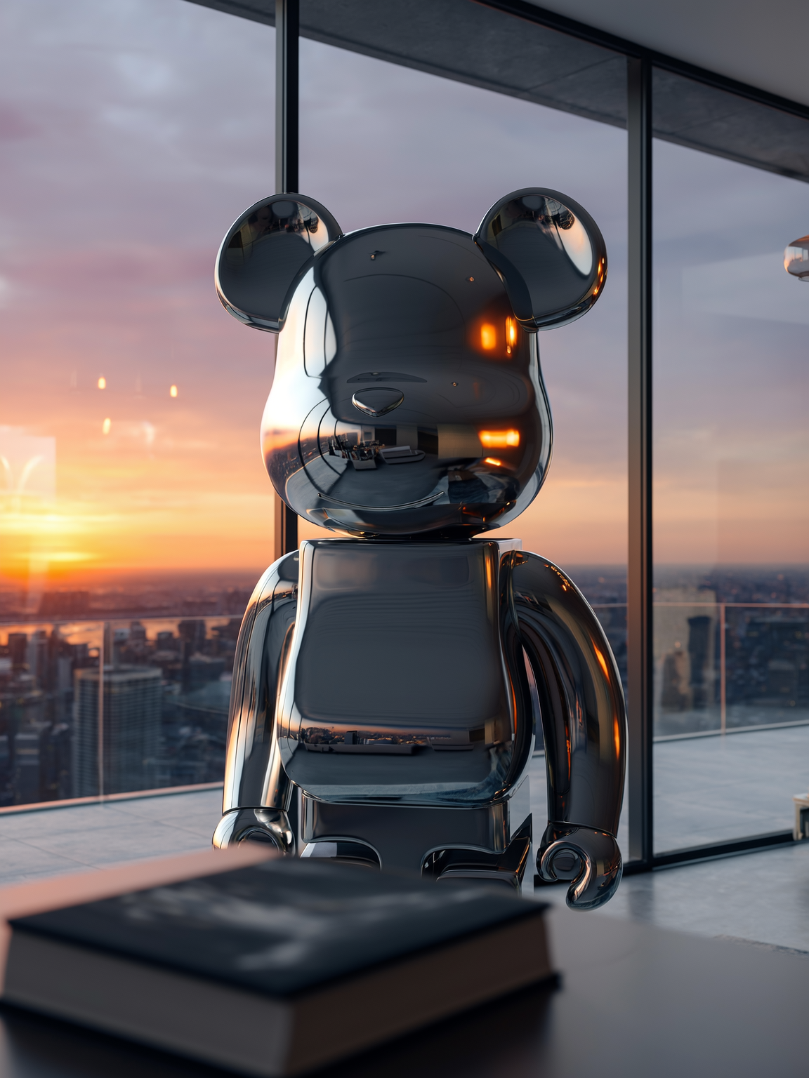 Chrome Bear Sculpture