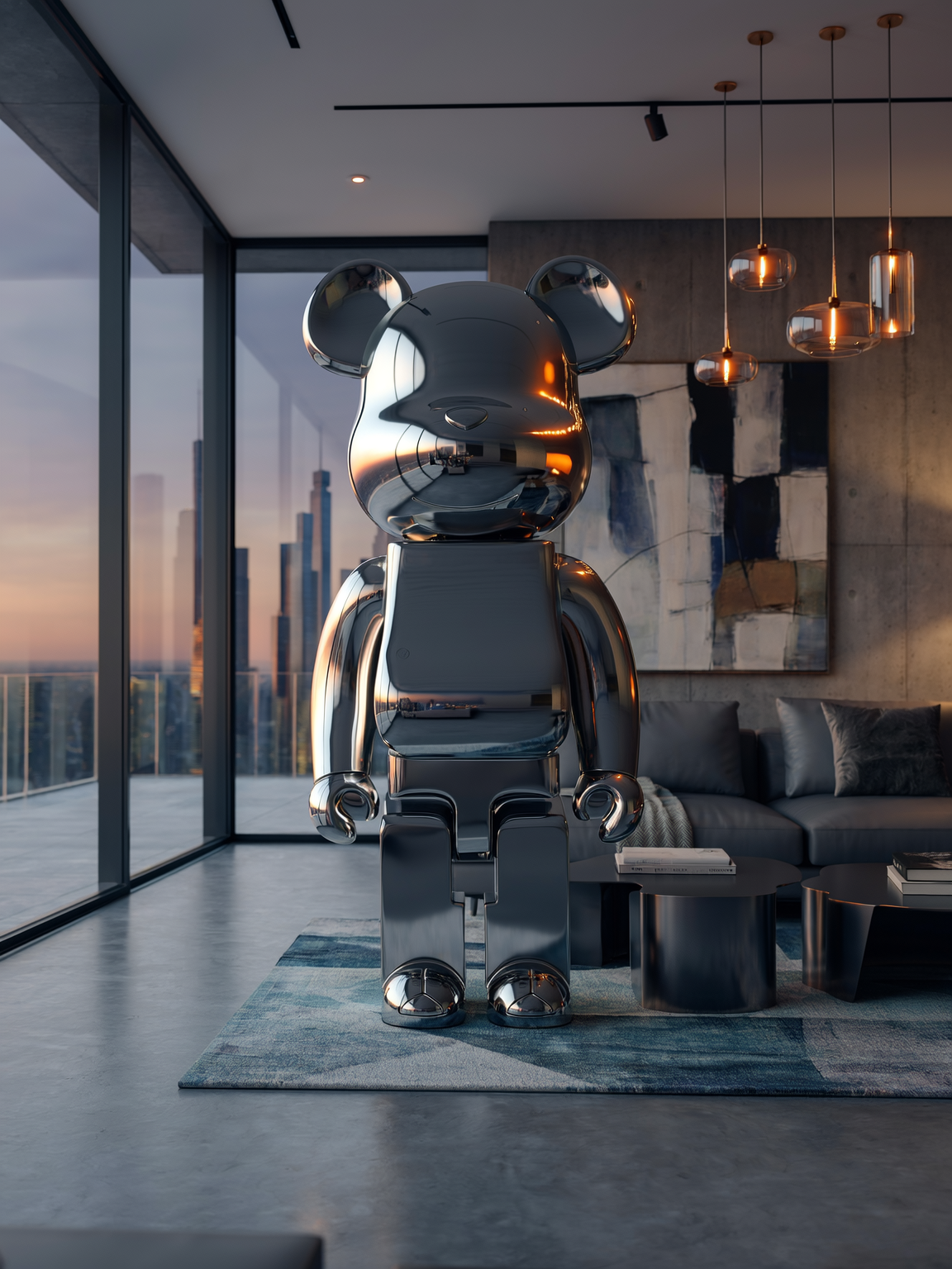 Chrome Bear Sculpture