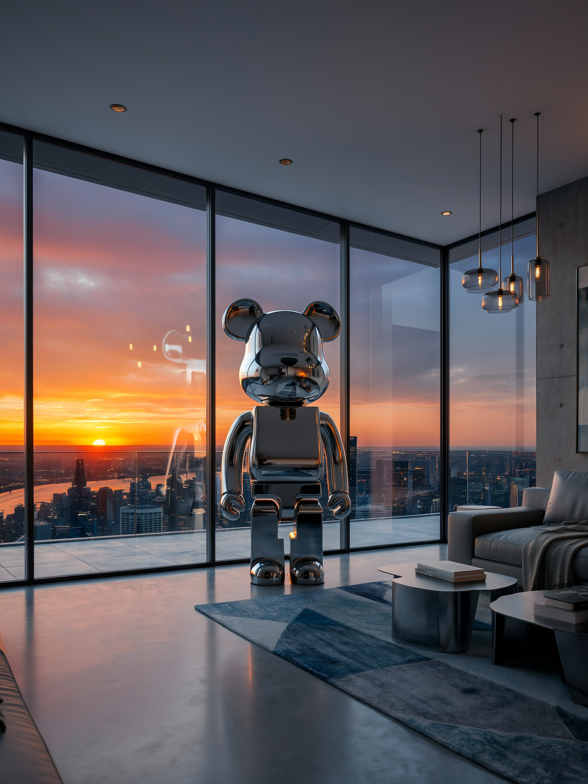 Chrome Bear Sculpture