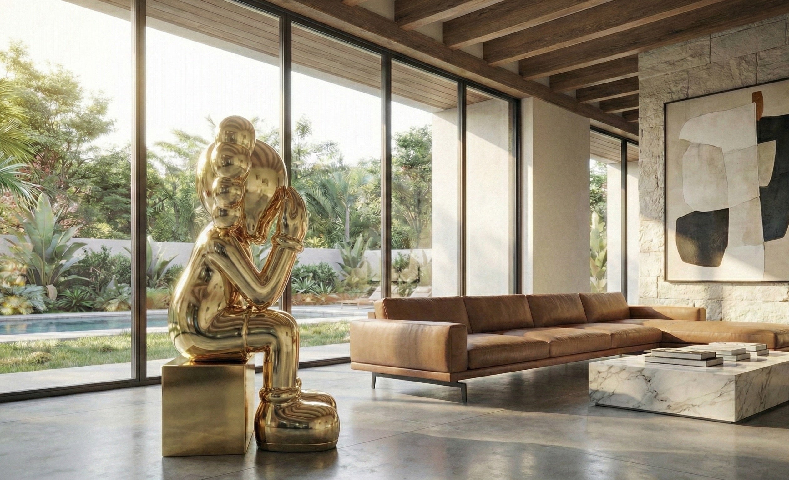 Gold Iconify Sitting Sculpture