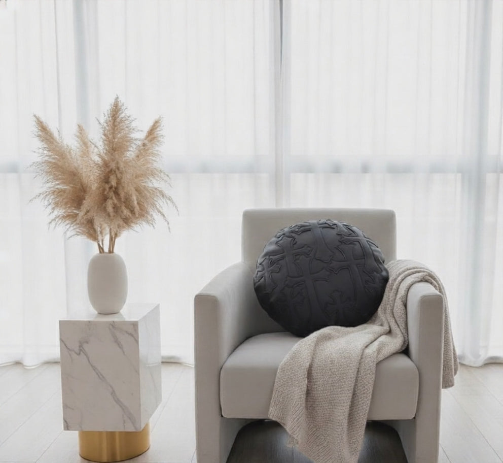 CH Cross Black Round Leather Pillow